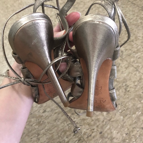 ALDO Metallic Leather Lace-Up Heels Sz 9 - Picture 6 of 8